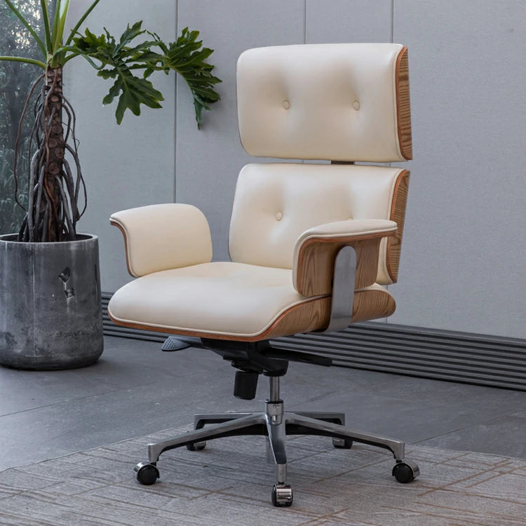 3. Eames Premium High Back Replica Executive Office Chair (Walnut Black Leather)