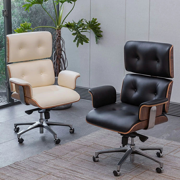 Eames Executive Office Chair white & Black  leather