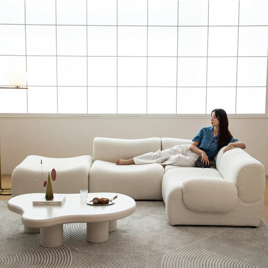 Living Room white Compression Sofa Sectional Couch