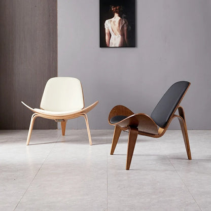 Shell Chair Replica | Hans Wegner wihte leather ash