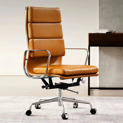 eames soft pad chair tan leather EA219