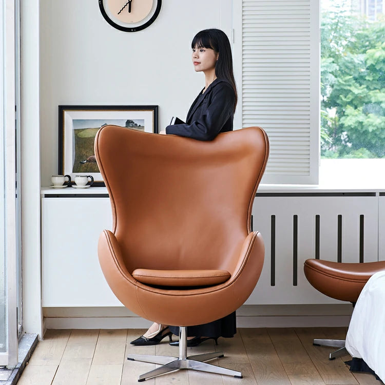 3. Replica Egg Lounge Chair (Brown Leather)