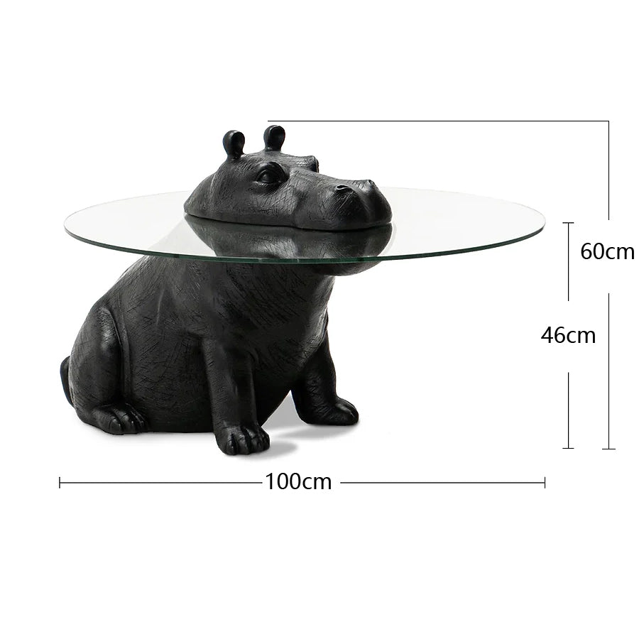 Hippo glass coffee table black base