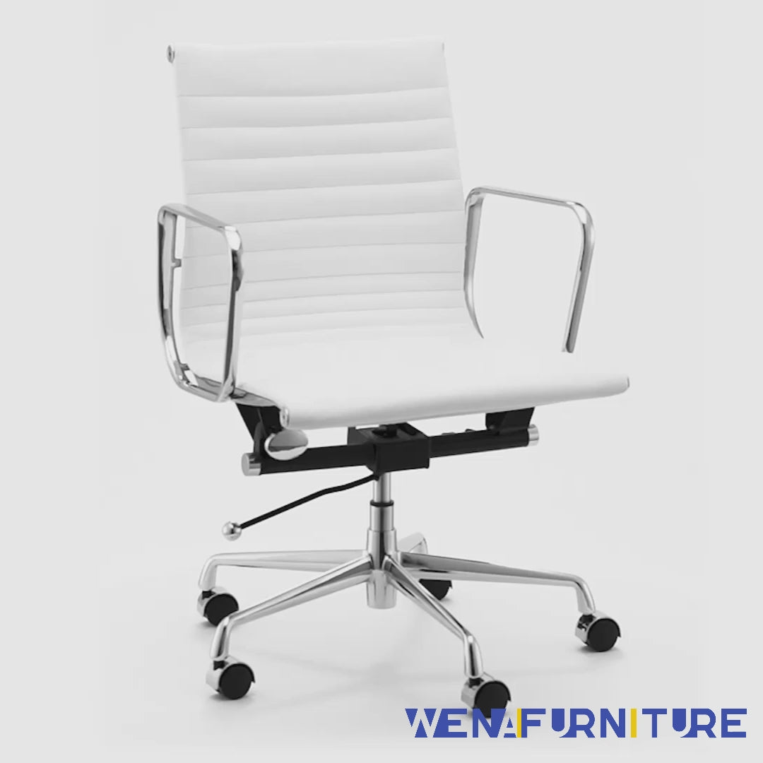 Eames Premium white Leather Low Back Office Chair video