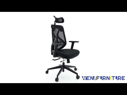 Ergonomic Office Chair Black Mesh Headrest Armrest and Seat Height Adjustable