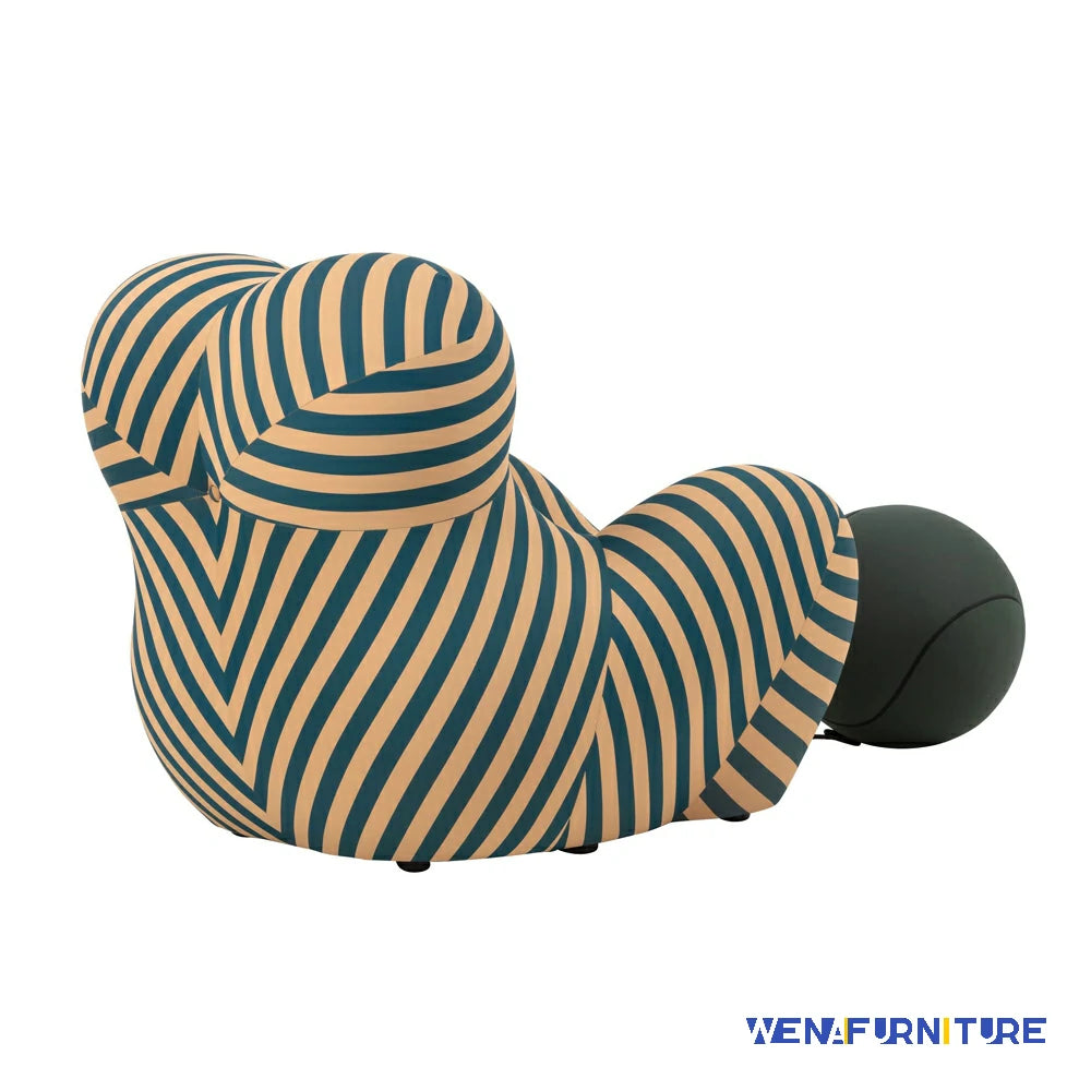 Replica La Mamma Armchair & Ottoman UP 5 And UP 6 | Green and Beige Stripe Fabric