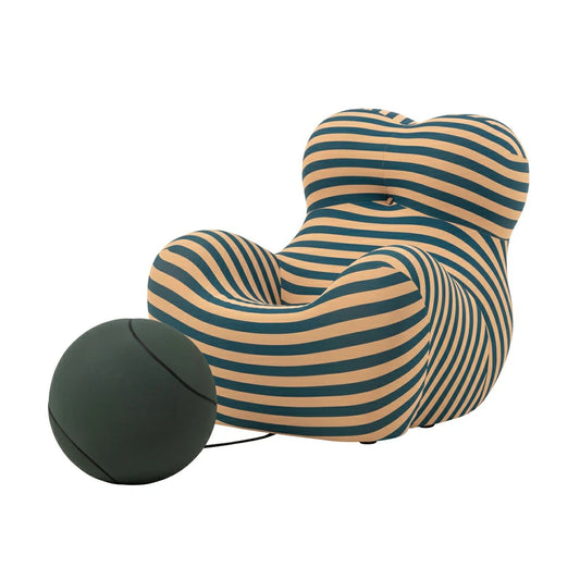 Replica La Mamma Armchair & Ottoman UP 5 And UP 6 | Green and Beige Stripe Fabric