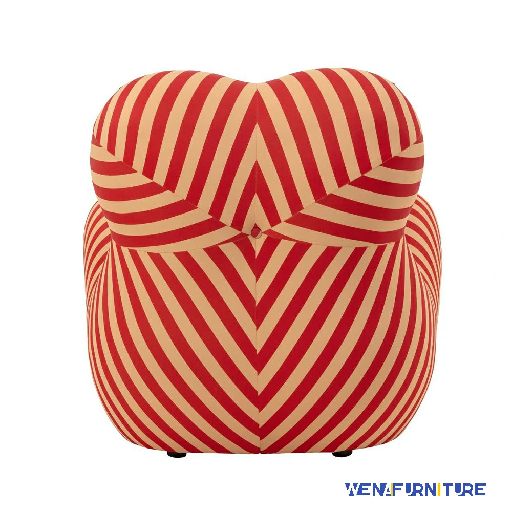 Replica La Mamma Armchair & Ottoman UP 5 And UP 6 | Red and Beige Stripe Fabric