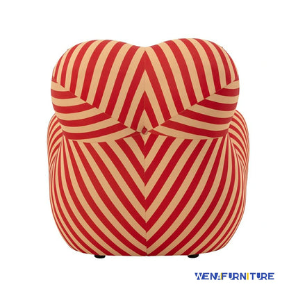 Replica La Mamma Armchair & Ottoman UP 5 And UP 6 | Red and Beige Stripe Fabric