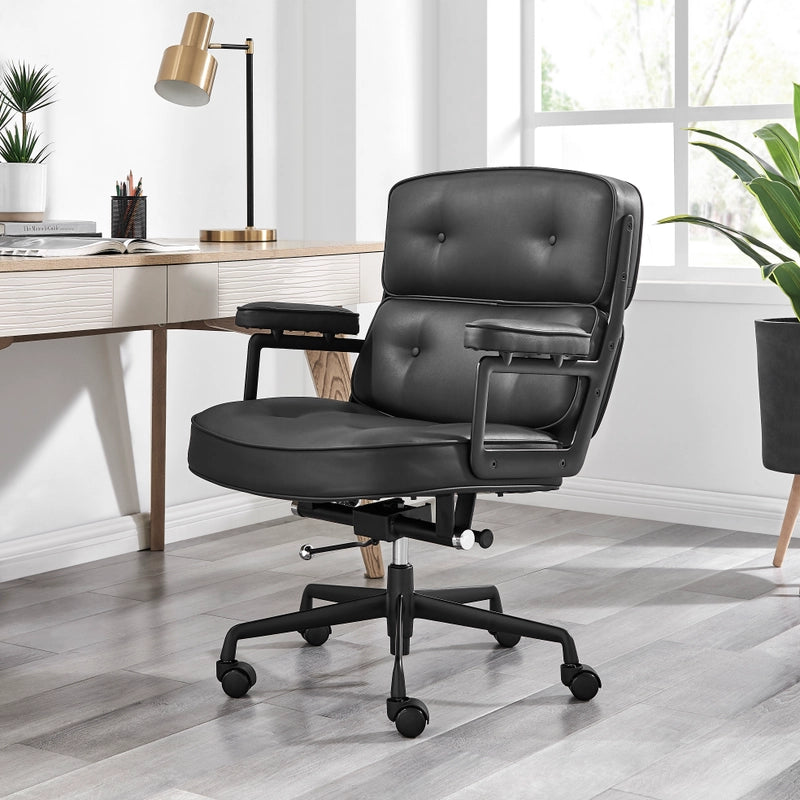 2. Eames Lobby Chair ES104 Genuine Leather Office Chair (Black Frame) - $439.99 USD