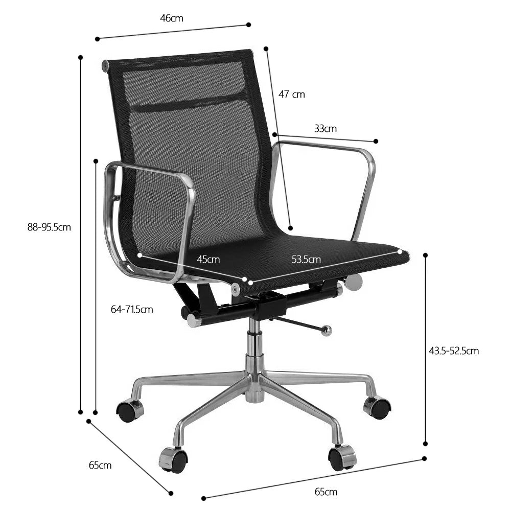 Replica EA117 Alu  Eames Mesh Office Chair Low Back with Arms
