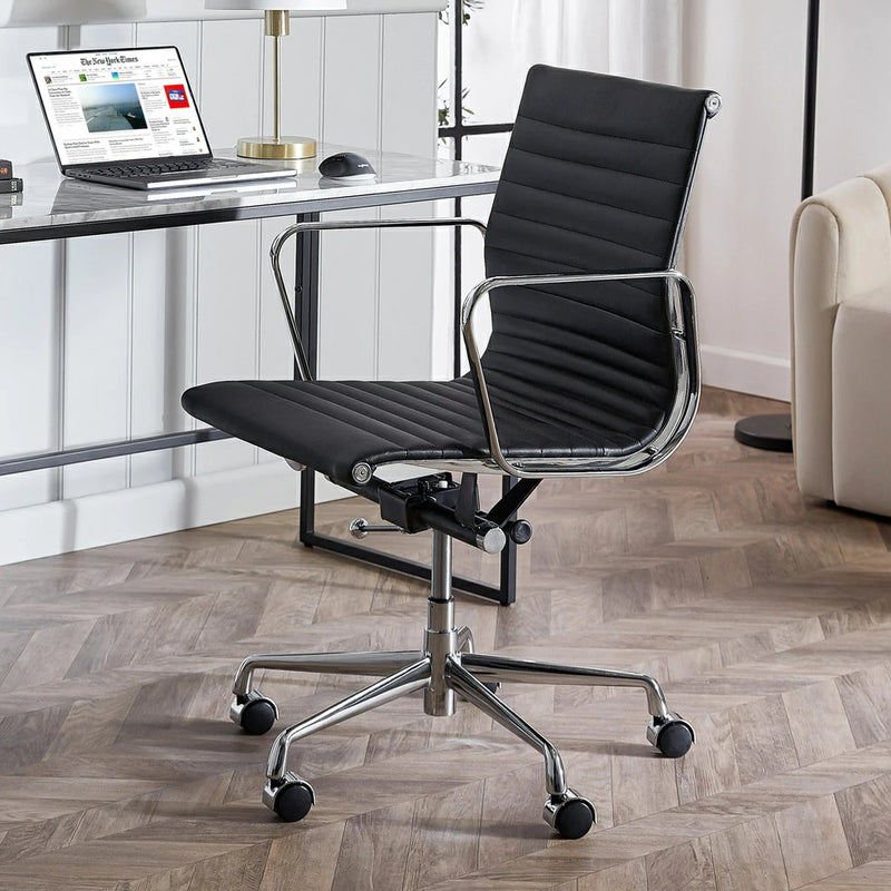 2. Eames Classic Replica Low Back Ribbed Management Office Chair (Black)