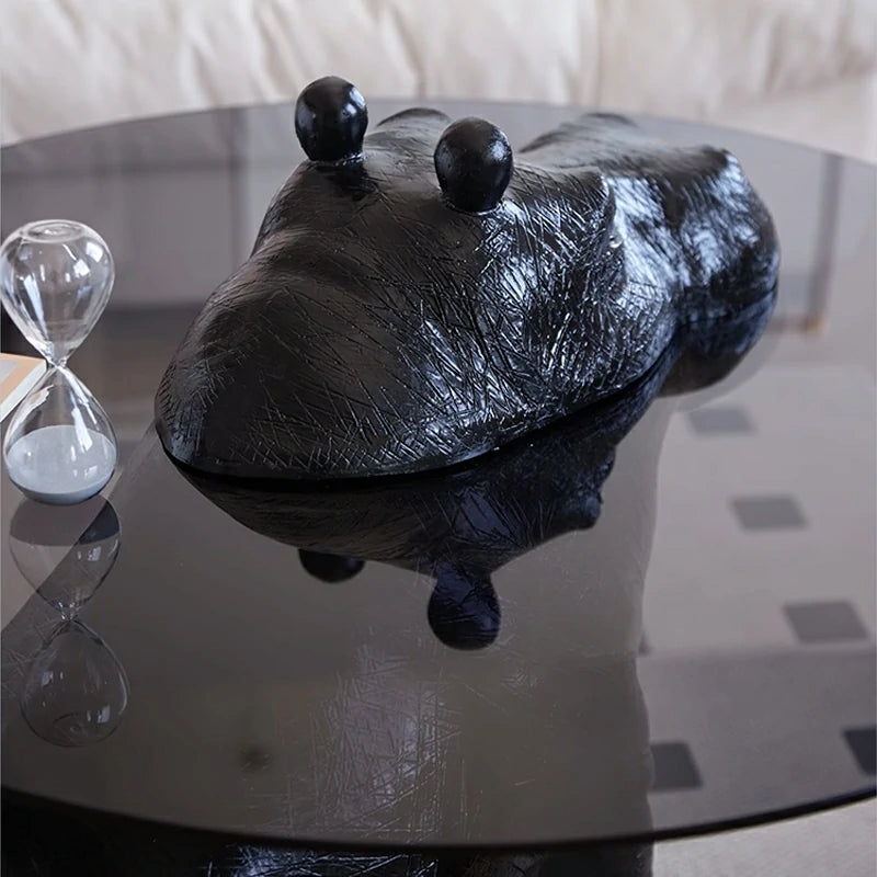 Hippo glass coffee table black base