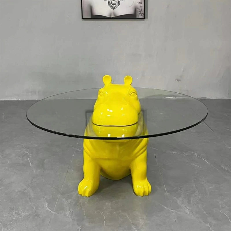 Hippo glass coffee table yellow base