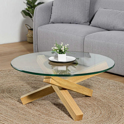 Replica Campfire coffee table  natural  ash 15mm tempered Glass