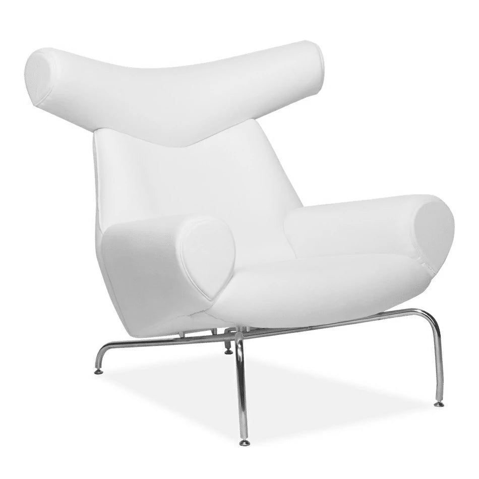 Wegner Style Ox Chair & Ottoman | Replica in Black Leather