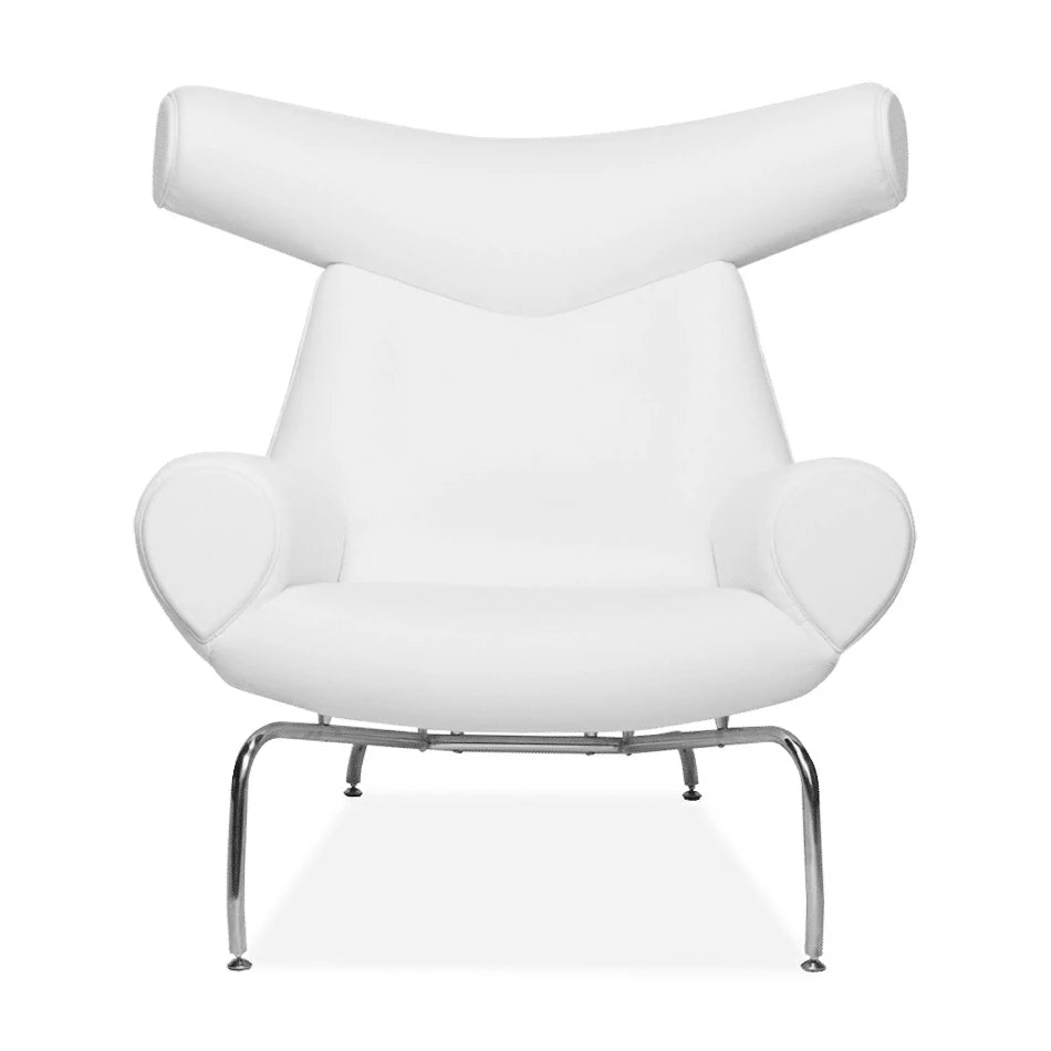 Wegner Style Ox Chair & Ottoman | Replica in Black Leather