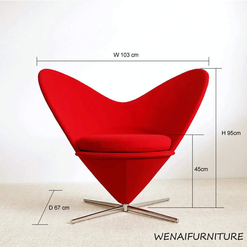 Verner Panton Style Heart Cone Chair size