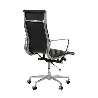 Replica Eames EA119 Style  Black Leather High Back Office Chair