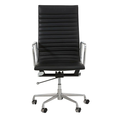 Replica Eames EA119 Style  Black Leather High Back Office Chair