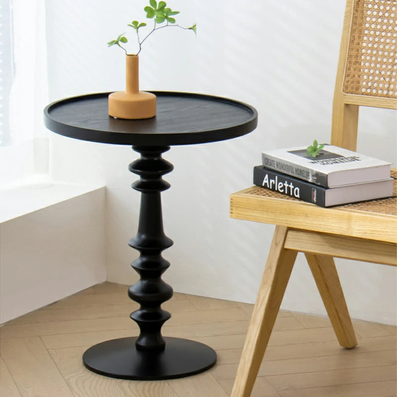 Table d'appoint ronde, métal, table Chabu, table de café, table basse, intérieur, table de salon, table ronde, table basse, table centrale, stable, élégante, légère, largeur de table 46 cm, hauteur 55 cm, couleur noir ou blanc